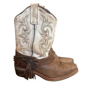 Dan Post Lil Myra brown leather beige western youth cowboy boots 13D